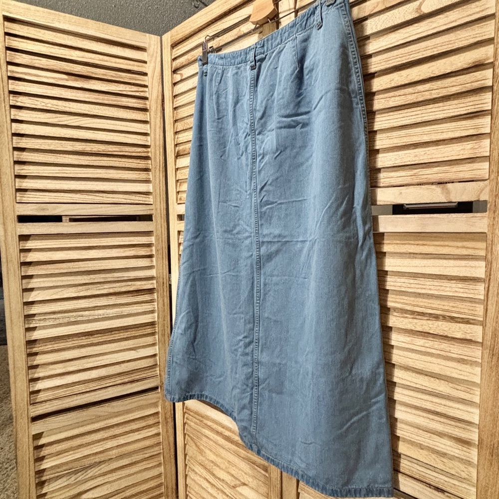 VTG Liz Claiborne Denim Maxi Skirt Size 12 Cottagecore A-Line Modest Long Boho - Picture 3 of 6